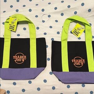 Trick or Treat Trader Joe's Canvas Tote Bag with Lime Green Straps